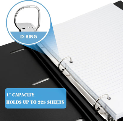INFUN Telescoping 3 Ring Binder - 4PCS, Portable Plastic 3 Ring Binder with Telescoping Spine, Binders with Foldable Front Cover Holds 8.5"x11" Paper for School, Office, Homes