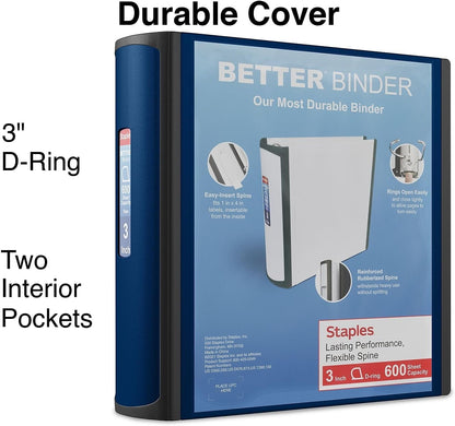 Staples Better Binder 2-Inch D-Ring View Binder, Reinforced Spine, Holds Up to 540 Sheets, Teal, for Office & School