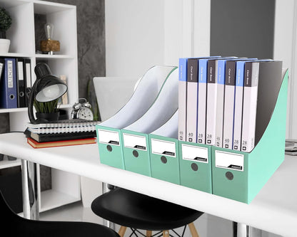 ANSSDO 12 Pack Teal Cardboard Magazine Holders, Premium Magazine File Holder for Desk, Foldable Large Volume Magazine File Organizer as Book Bins or Folder Holder for Office or School…