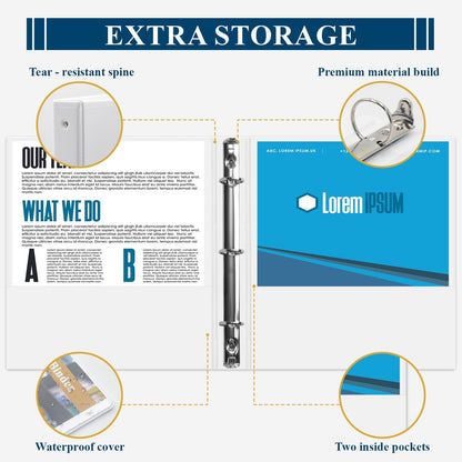 3 Ring Binder 1 inch, 2 Pack 1 Binders 3 Ring with Clear View Front Pocket, Holds 200 Sheets, Round Rings for US Letter Paper, School & Office Supplies.