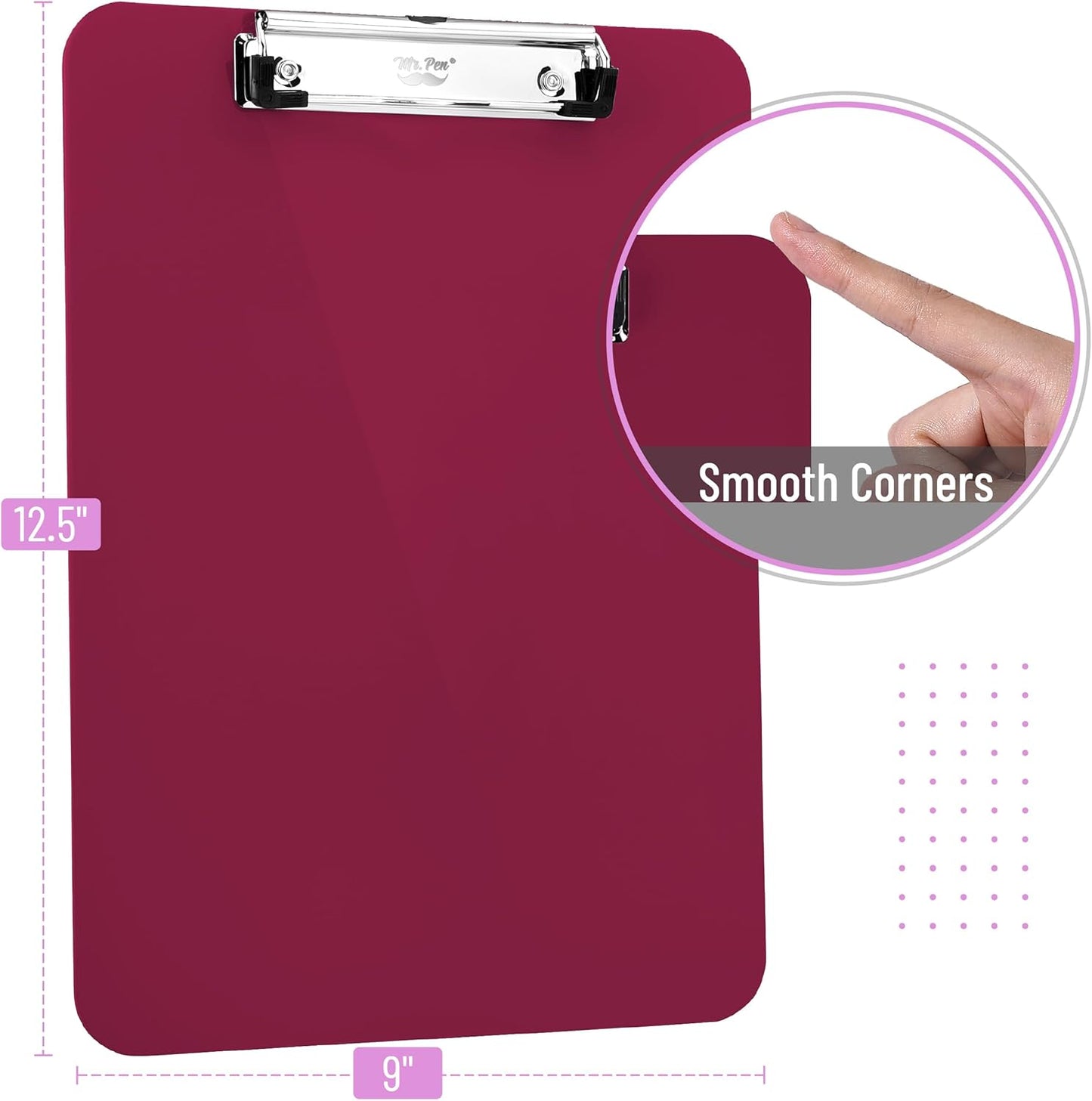 Mr. Pen- Plastic Clipboard, Letter Size, Black, Clipboard Plastic, Low-Profile Metal Clip with Retractable Hanging Hole