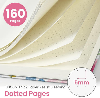 Taja Pretty Lined Journal for Women, Aesthetic Cute Hardcover Leather Journal for Writing, A5 College Ruled Notebook for Work & Note Taking, Perfect for Office School Home, 160 Pages, Meadow Flowers