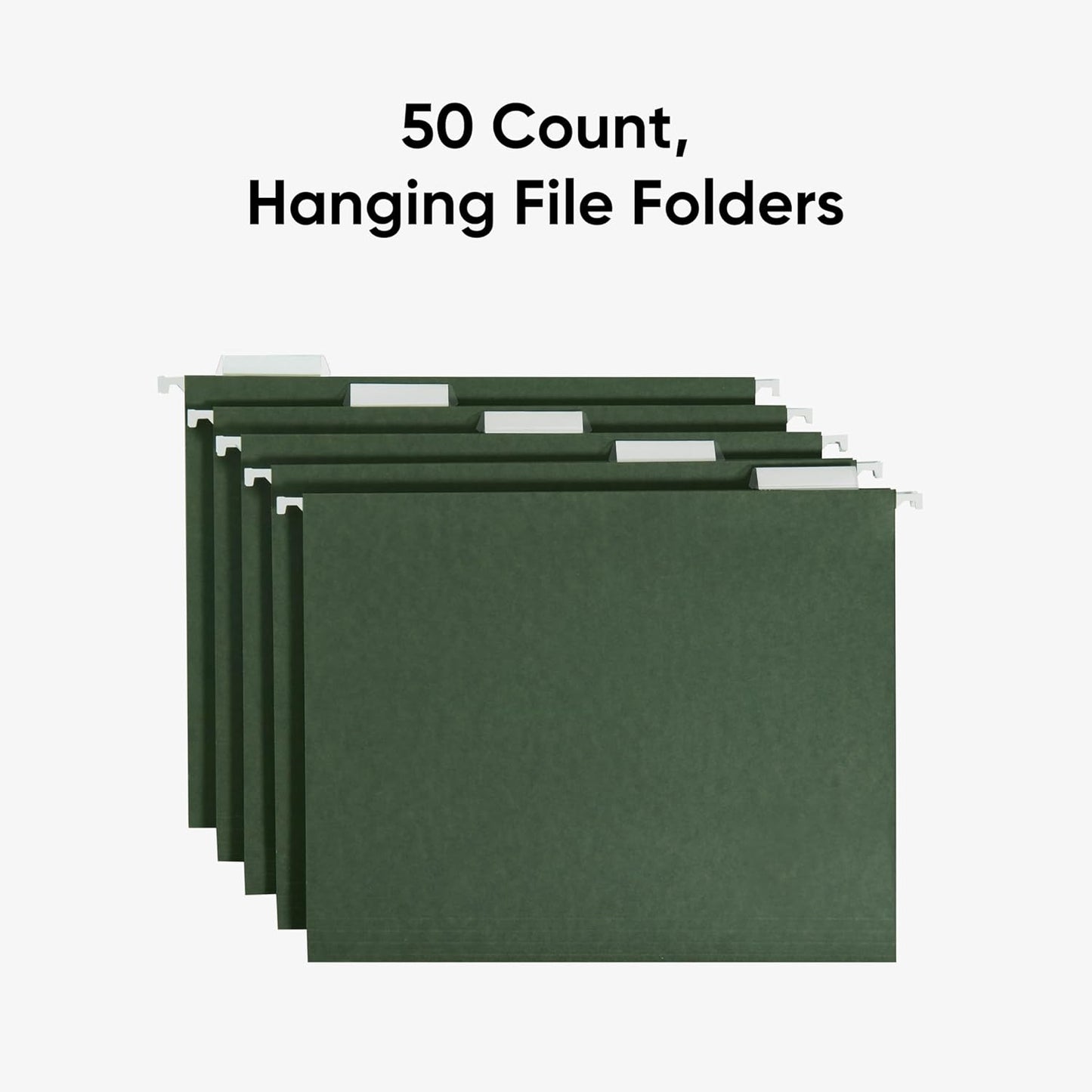 Smead Hanging File Folder, 1/5-Cut Adjustable Tab, Letter Size, Standard Green, Hanging Folders for Filing Cabinets, File Organizer Folder, 25 Count
