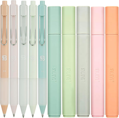 BLIEVE - Aesthetic Highlighters and Gel Pens With Soft Ink and Chisel Tip, Bible Highlighters and Pens No Bleed, Dry Fast Easy to Hold, for Bible Journaling Planner School Supplies (MORANDI)