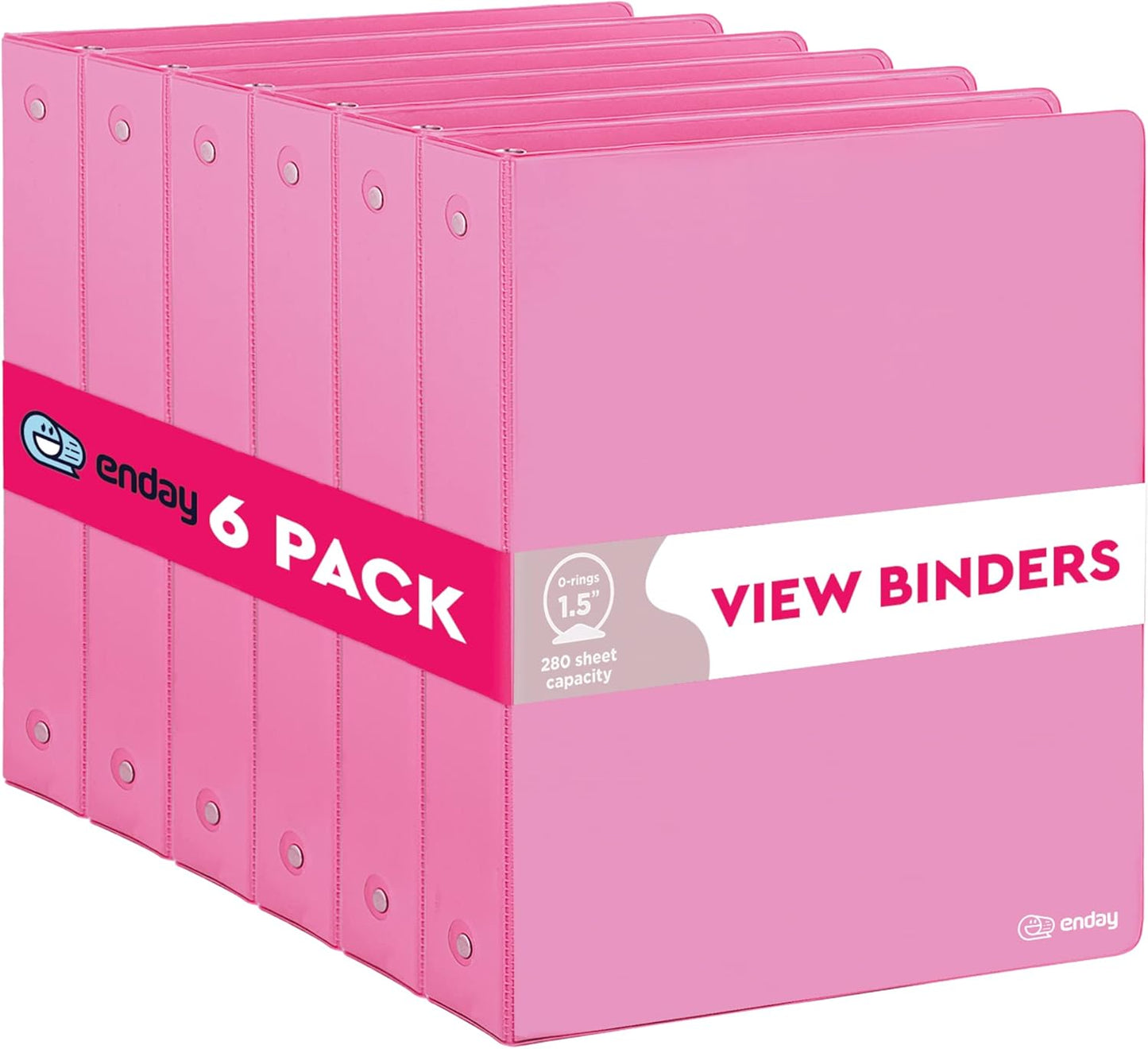 Enday 1 Inch Binder (6 Pack - Grey) 3 Ring Binder 1 inch with Clear View Cover and 2 Inside Pocket - for Letter Size 8.5 x 11'' Paper, Ideal for School Supplies, Office, and Home