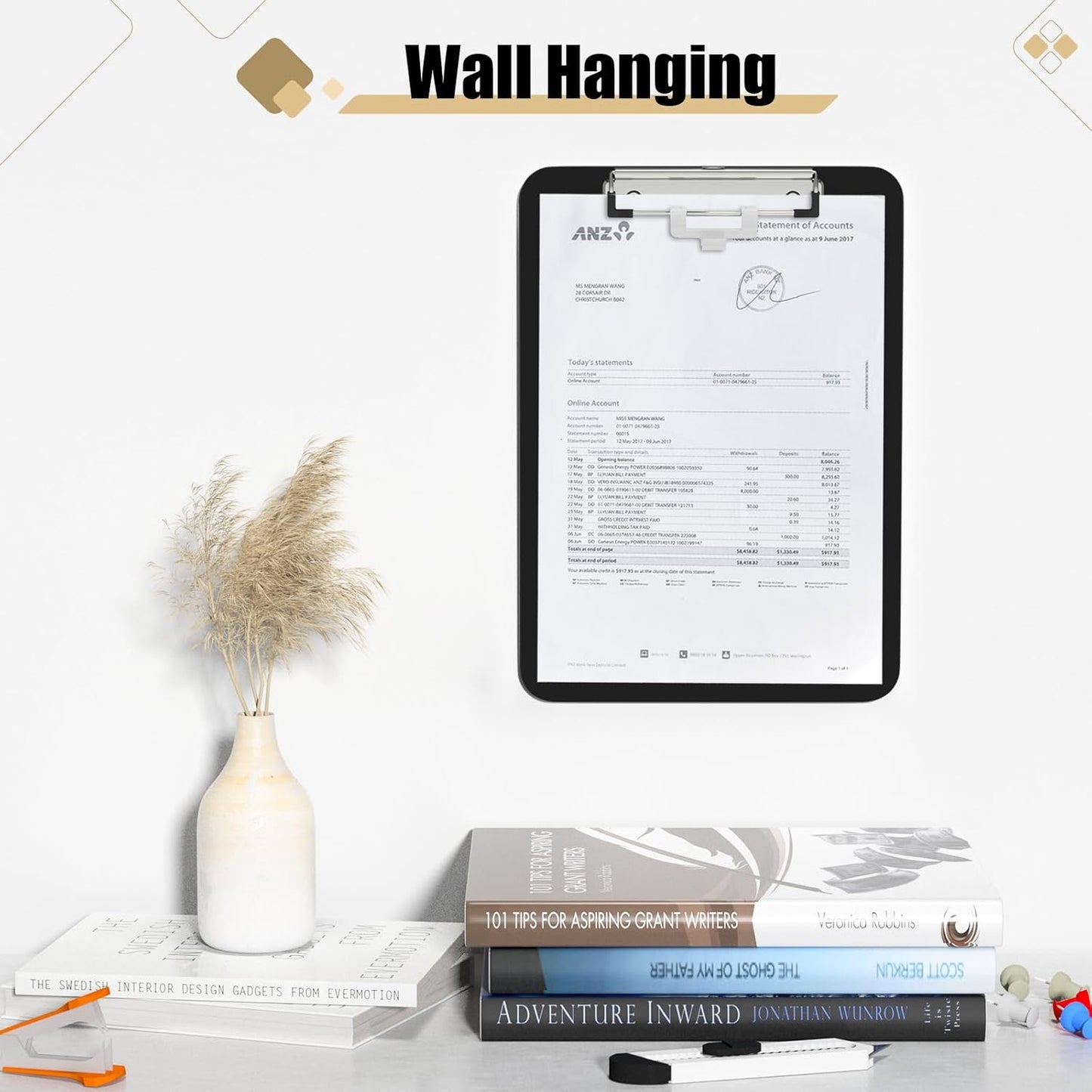 Hongri Plastic Clipboard, White 8.5x11" Clipboard, A4 Letter Size Clipboards for Nurses, Students, Office and Women, Clipboard with Pen Holder and Low Profile Clip, Size 12.5 x 9 Inch(White)
