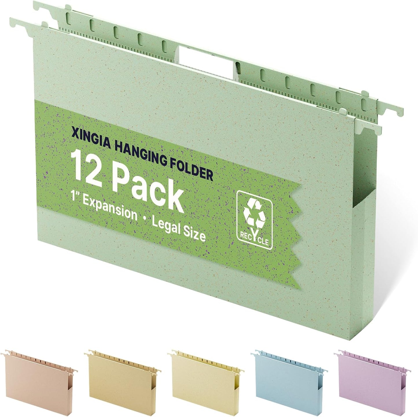XINGIA Legal Size Hanging File Folders Extra Capacity,1'' Expansion Hanging Folders for Filing Cabinet,12 Pack Wheat Straw File Folders Hanging with Tabs,Pastel Hanging File Organizer for Office