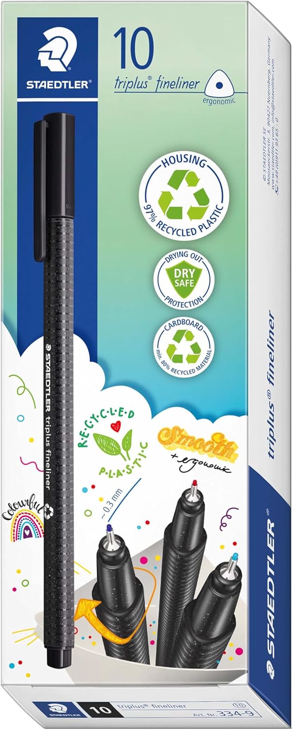 STAEDTLER Triplus Fineliner 334-3 Tips - Blue (Pack of 10)