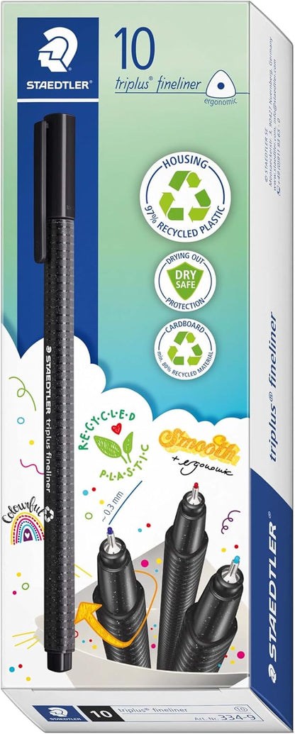 STAEDTLER Triplus Fineliner 334-3 Tips - Blue (Pack of 10)