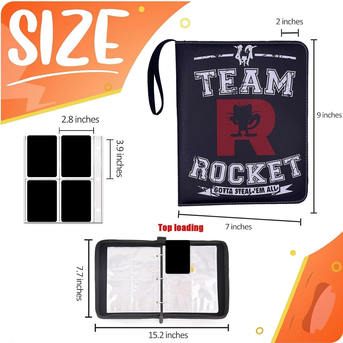 Deluxe Trading Card Binder for Collectors 900 Pockets High grade 9-Pocket Zipper Album Holder (black-9-Pocket)