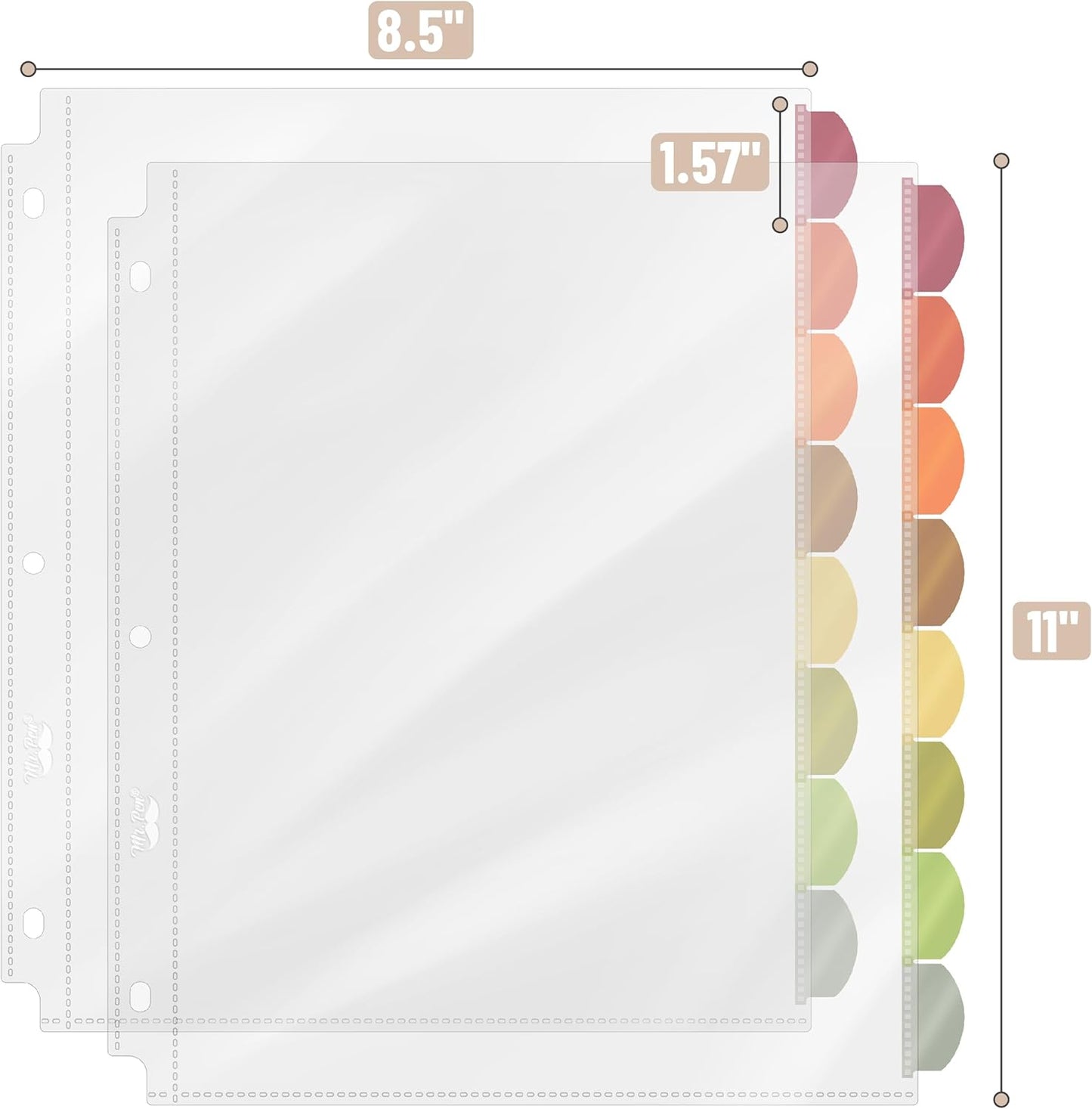 Mr. Pen- Clear Sheet Protectors with Tabs, 8.5x11 Inches, 8 Tabs, 2 Sets, Durable Clear Plastic Dividers for 3 Ring Binders, Insertable Index Page Divider with Multicolor Tabs
