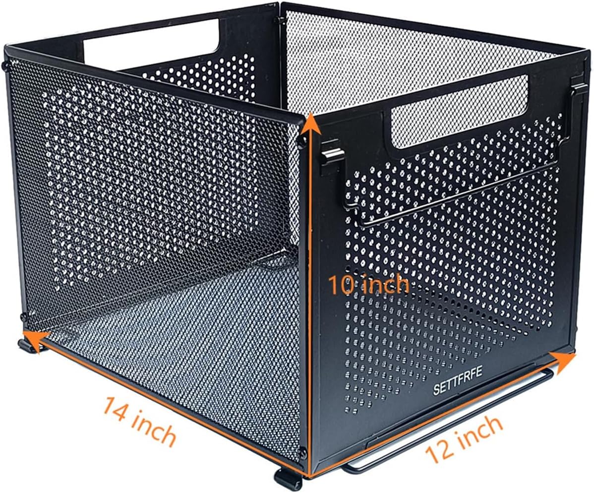 SETTFRFE Letter Size Metal Mesh Hanging File Folder Organizer Crate Basket, Black