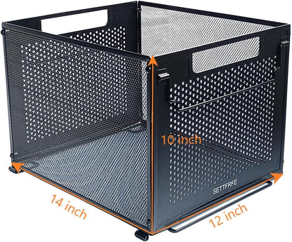 SETTFRFE Letter Size Metal Mesh Hanging File Folder Organizer Crate Basket, Black