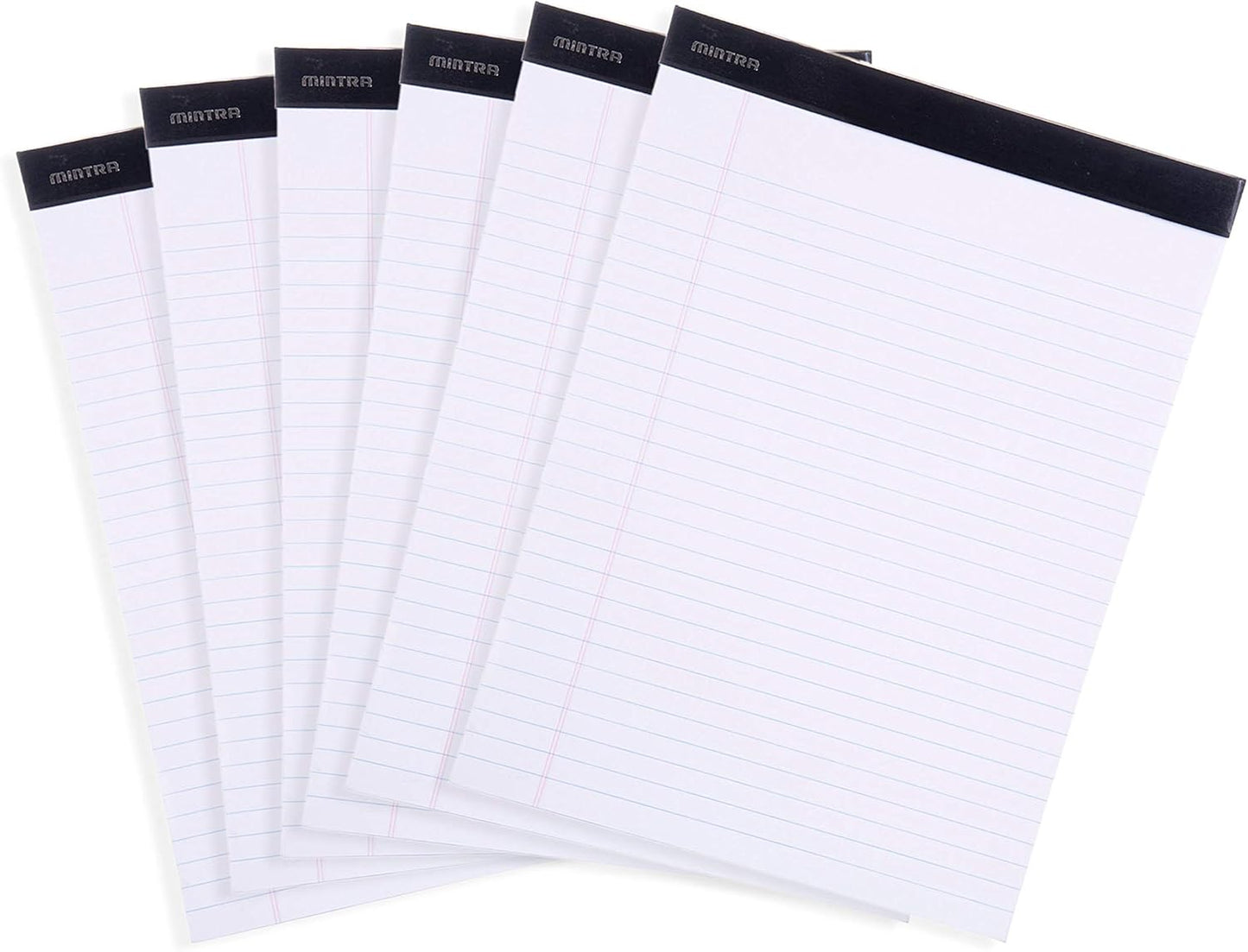 Mintra Office White Legal Pads – Ruled Notepads and Micro-Perforated Sheets, Ideal for Writing, Note-Taking & Creativity, Office, or Professional Use, Basic Pad 6 pack, 8.5"x11" (Narrow Ruled)