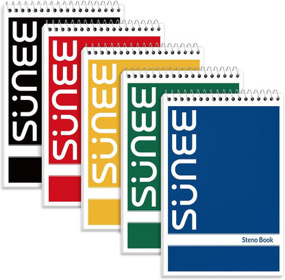 SUNEE 10 Pack Steno Pads 6x9, Gregg Rule, 60 Sheets, Spiral Notebook 6x9, White Paper, Take Notes with Top Spiral Notebook, for School, University, College, Work, Office, Classic Color