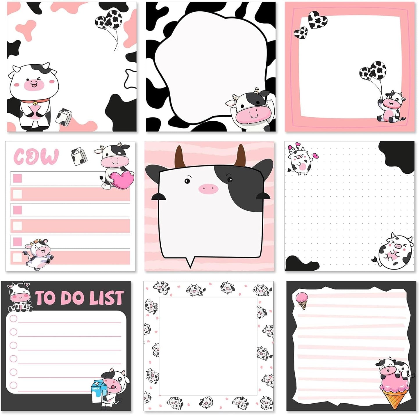 9 Pads Wildflower Sticky Notes 3x3 Inch Cute Self Stick Notepads Notes Adhesive Memo Pad Office Decor Gifts for Students School Teacher Meeting Office Supplies