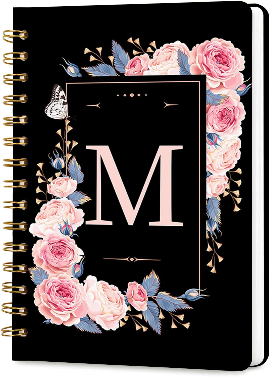Lined Spiral Journal Notebook, A5 College Ruled Spiral Notebook for Women, Hardcover with Elegant Design for Work and Note-Taking, 5.5 * 8.25 inch, 160 Pages, Letter T