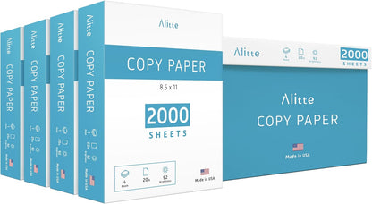 Printer Paper - 8.5 x 11 White Letter Size Copy Paper, 1 Ream 500 Sheets 20 lb Printing Paper for Documents Writing, Drawing, Smooth, 92 Bright | Home, School, Office Supplies | Made in USA