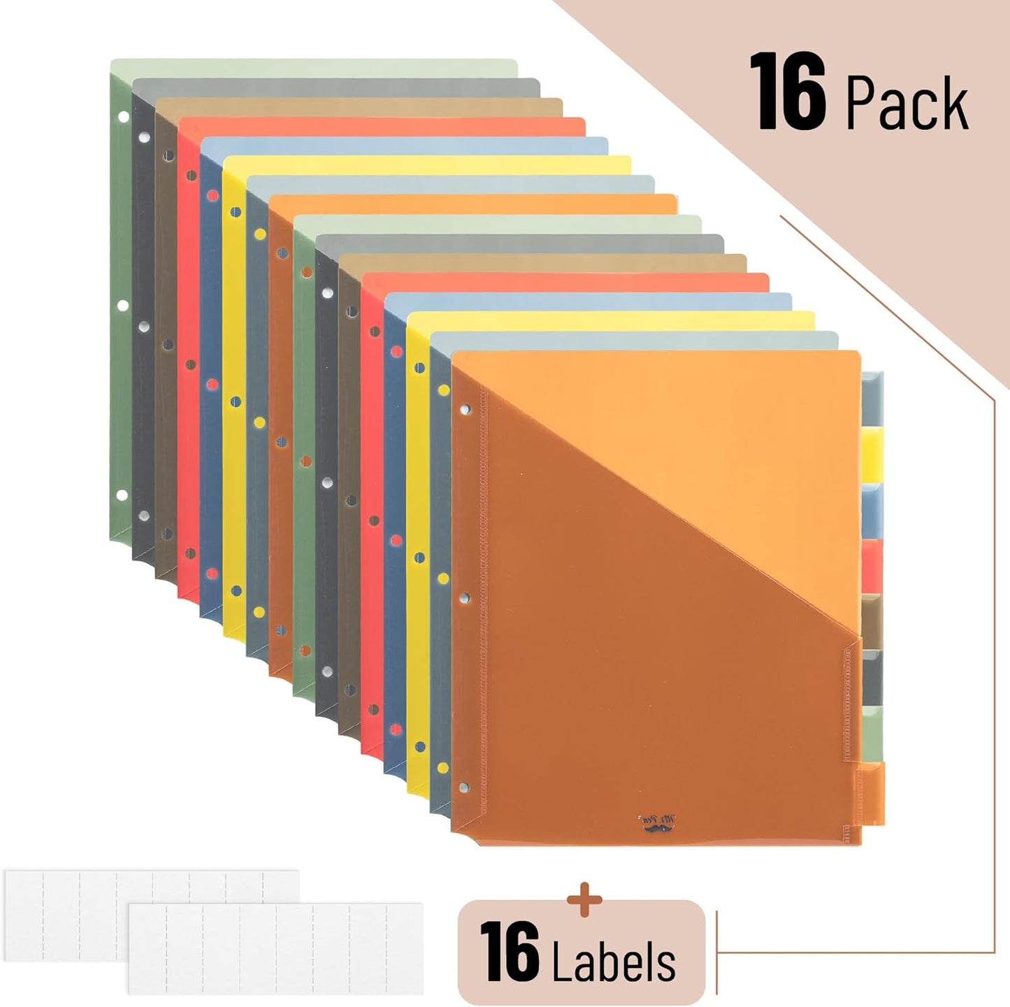 Mr. Pen- Binder Dividers with Pockets and Tabs, 1 Set, 8 Tabs/Set, Colorful, 3 Ring Binder Dividers with Tabs and Pockets on Both Sides