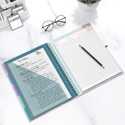 Hongri Clipboard Folio with Refillable Lined Notepad, 8.5 x 11 Folders with Storage 10 Pockets, Spiral Portfolio, Size 12.8X 9.7 in, Office & School Supplies, Skeleton