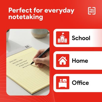 TRU RED Notepads, 8.5” x 11.75”, Narrow Ruled, Ivory, Perforated, 12‑Pack