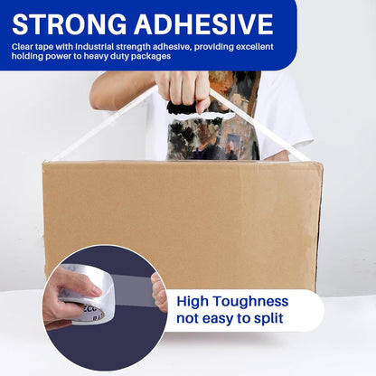 RAZCC Packing Tape, 36 Rolls Clear Heavy Duty Packaging Tape with Dispensers for Packing Shipping Moving Mailing, Thicker Sealing Tape - 1.88" x 65 Yard Per Roll, 2340 Total Yards
