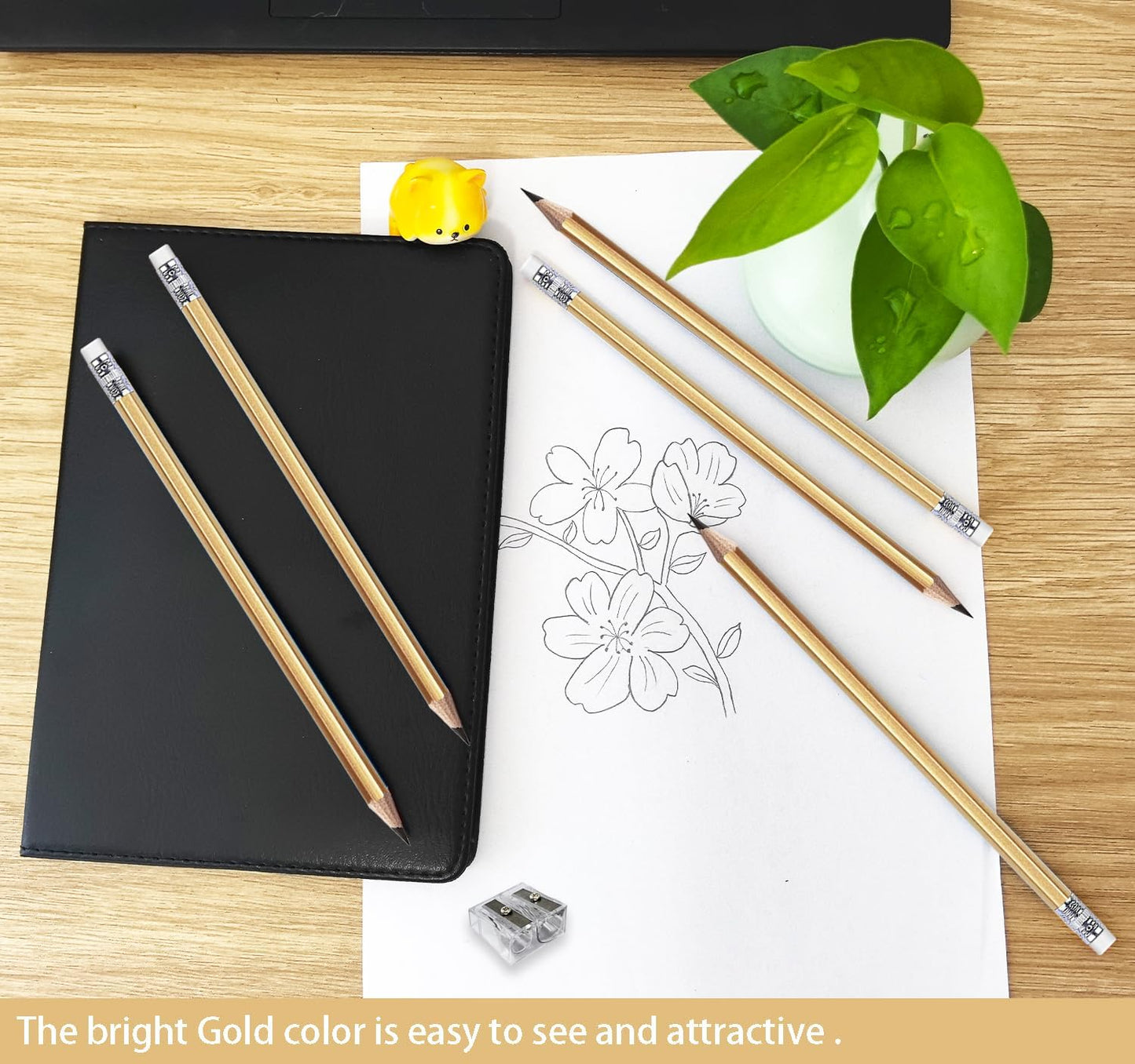 Adhere 25pcs Woodcase Pencils with Eraser Premium Pre-Sharpened Hexagon Graphite 2B pencils ideal for home, office writing including a Free Sharpener(Pink・25pcs)