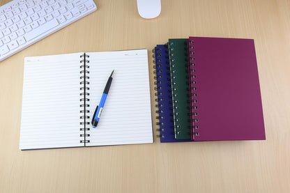 Spiral Notebook Journal,4 Pack A5 Hardcover Spiral Notebooks,5.7" x 8.5",160 Pages,100gsm Paper,College Ruled Journals for Study and Notes (Red, Green,Blue,Grey)