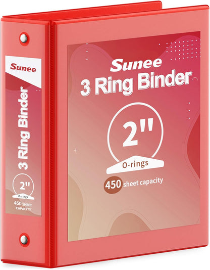 SUNEE 3 Ring Binder 3 Inch 1 Pack, Clear View Binder Three Ring PVC-Free (Fit 8.5x11 Inches) for School or Office Supplies, Pink