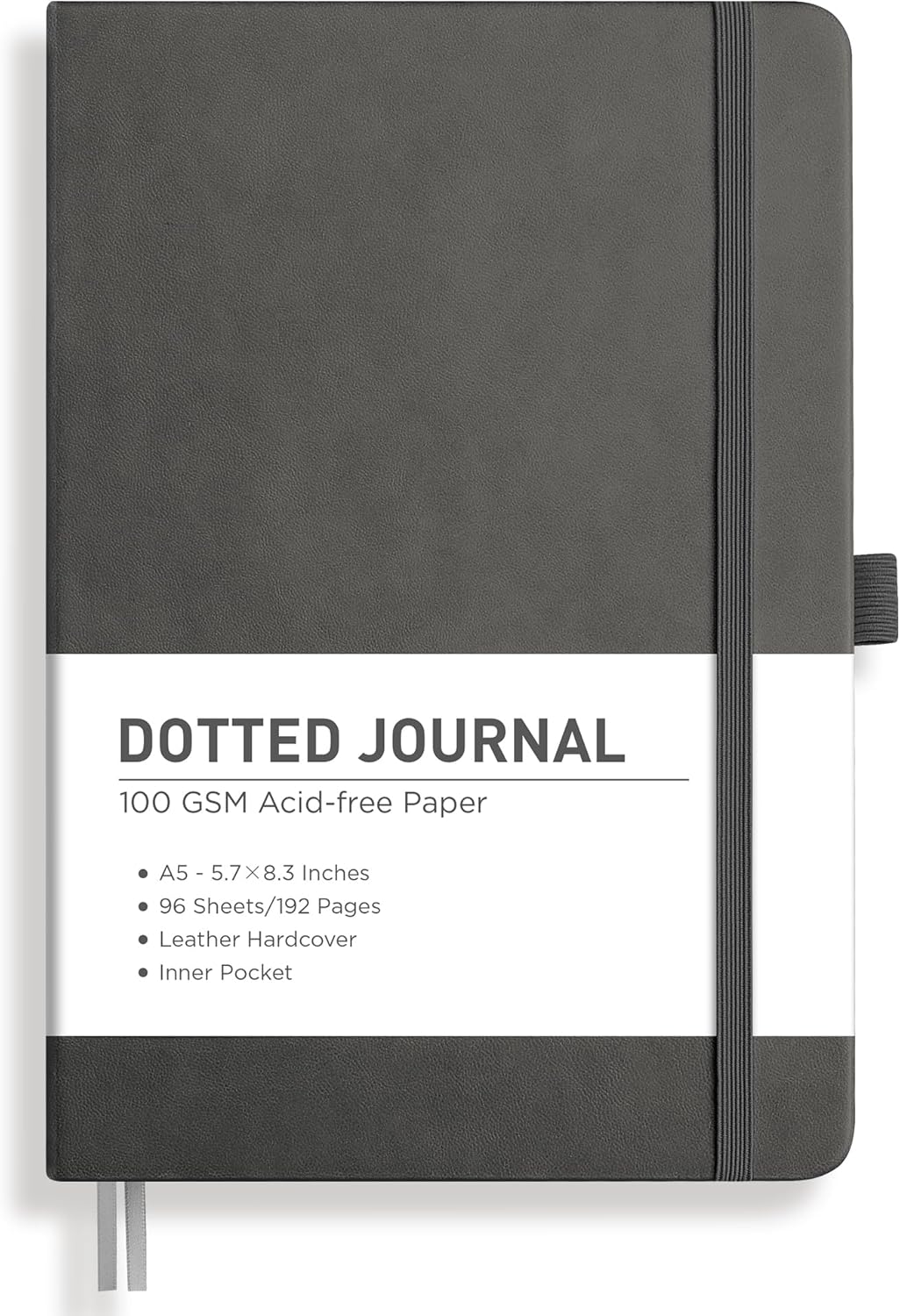RETTACY Graph Grid Paper Notebook, 192 Pages, A5 Medium Size (5.7'' x 8.3''), 5 Squares per Inch, Leather Hardcover, 100 GSM Thick Paper, for School, Students, Math, Engineering (Brown)