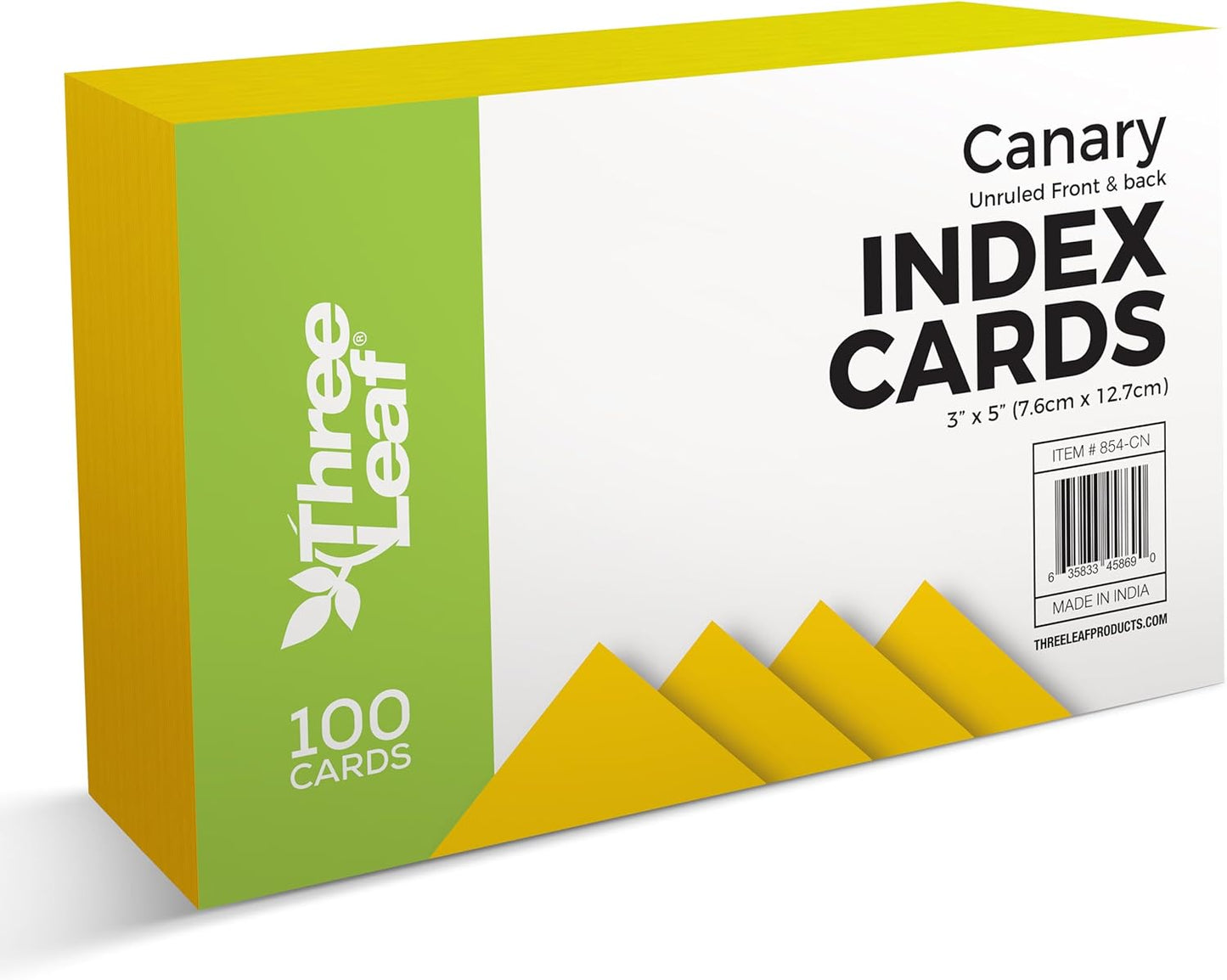 THREE LEAF 3 X 5, INDEX CARDS RULED, 100 CT. WHITE, Ruled Flash Cards, Study Card, Memo Pad, For To-Do List, Art And Craft Projects