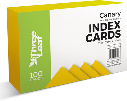 THREE LEAF 3 X 5, INDEX CARDS RULED, 100 CT. WHITE, Ruled Flash Cards, Study Card, Memo Pad, For To-Do List, Art And Craft Projects