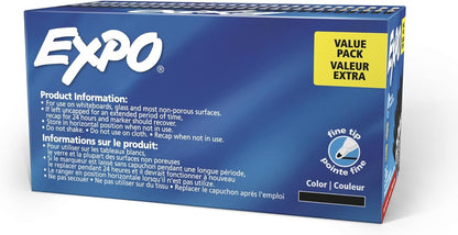 EXPO Dry Erase Markers, Low Odor Ink, Black, Fine Tip, 40 Count - Whiteboard, Calendar, Organization, Essential Supplies for Office, School, Classroom, Teachers