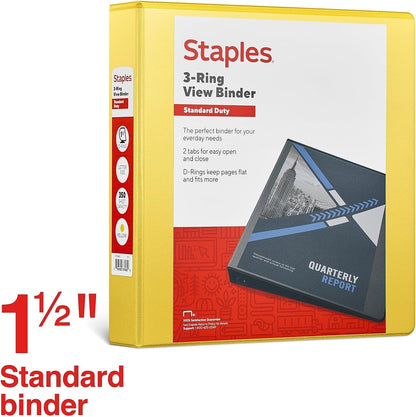Staples Standard 2-Inch 3-Ring View Binder, Holds Up to 450 Sheets, Orange, Durable Binder for Office & School