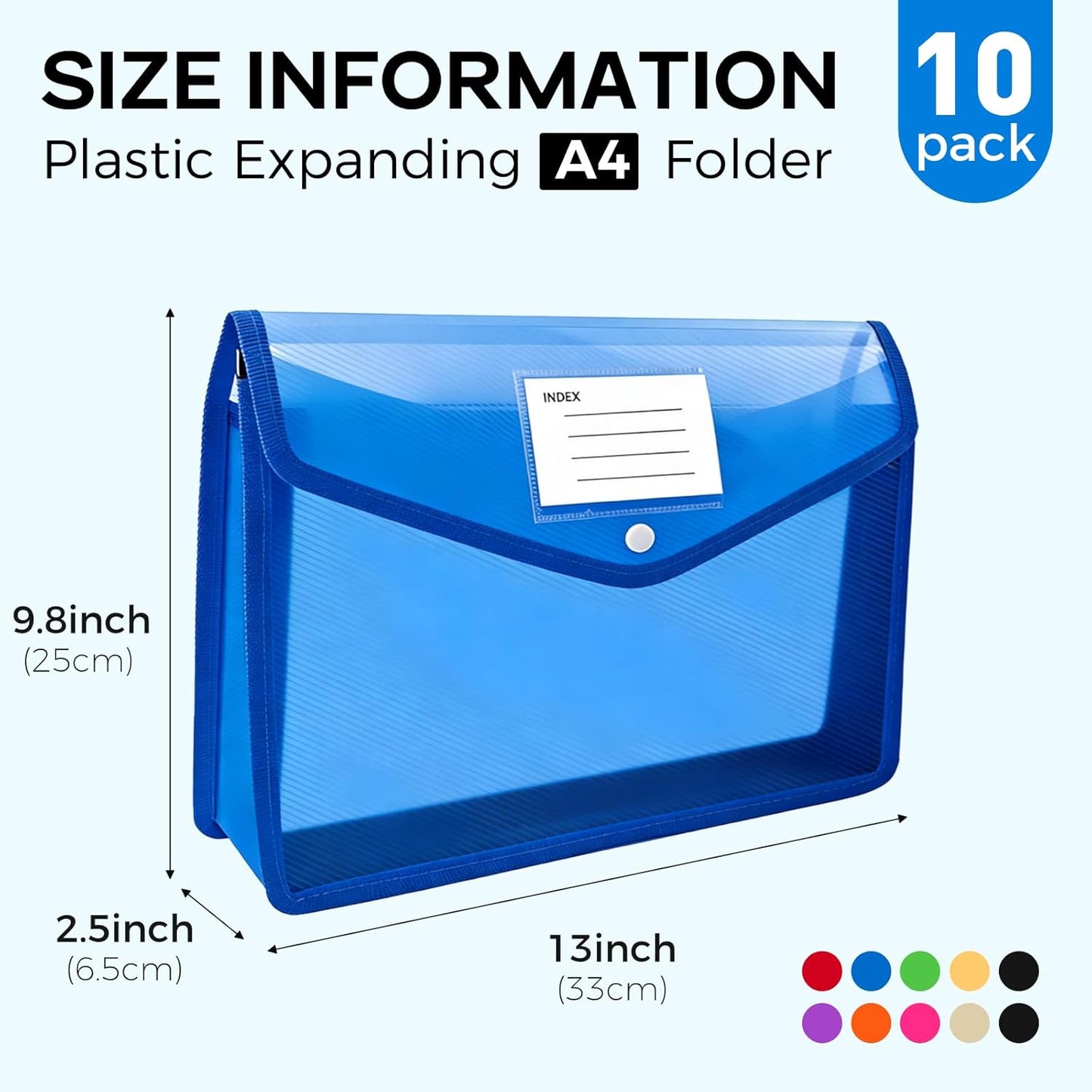 Plastic Expanding File Folder, Folders for Documents, Transparent Envelopes with Elastic Closure, File Folder Organizer Holder, Large Capacity, Fit Letter/A4 Size (2Pcs)