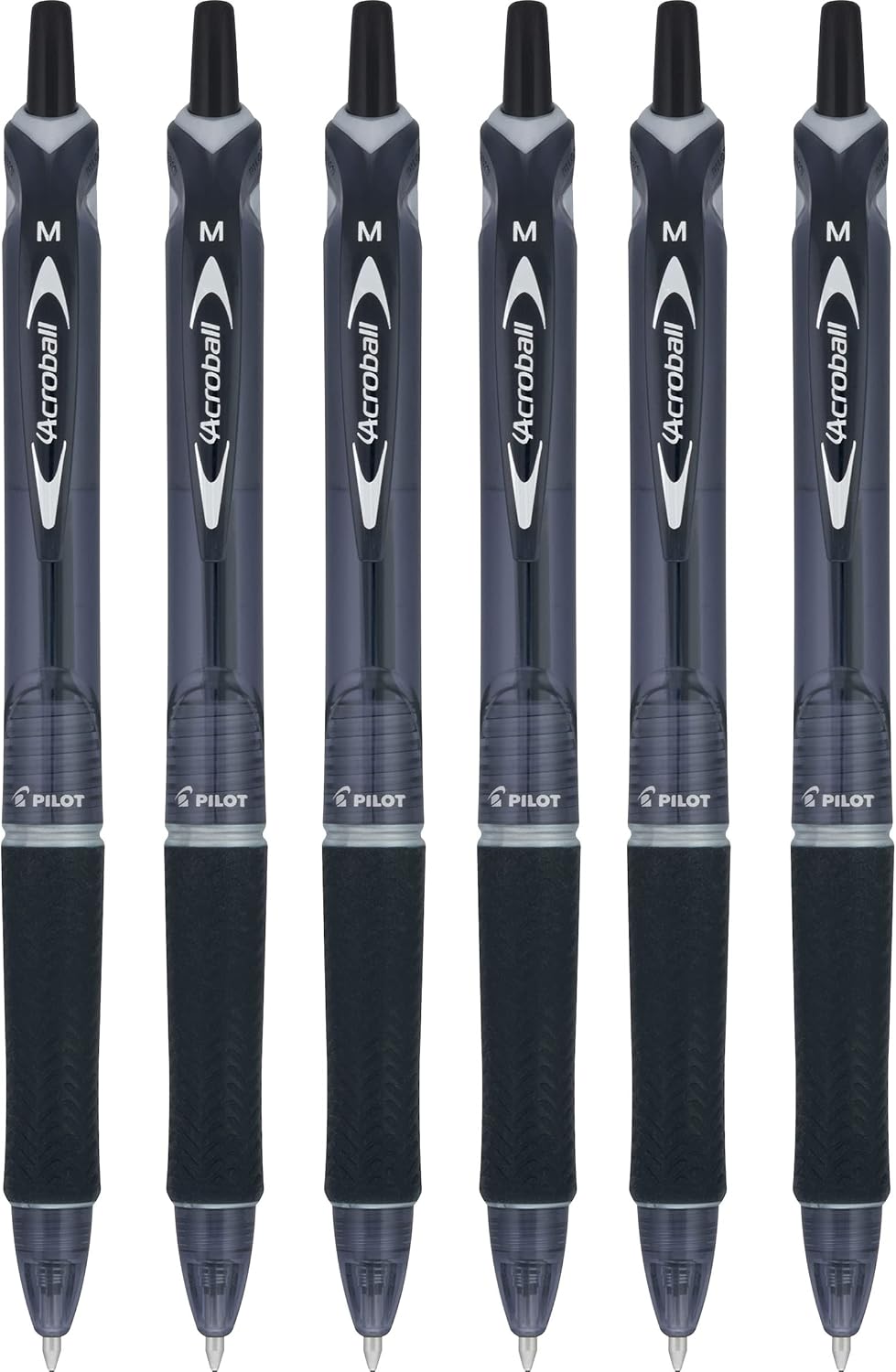 PILOT Acroball Colors Advanced Ink Refillable & Retractable Ball Point Pens, Medium Point, Black Ink, 6 Pack