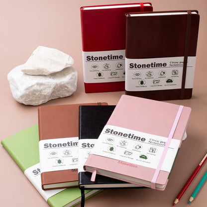 Stone Paper Notebook for Women Men, A5 Waterproof Notebook Hardcover Executive Journal, Ruled Notebooks for Work, Business, Writing, School, 160 Pages(Green)