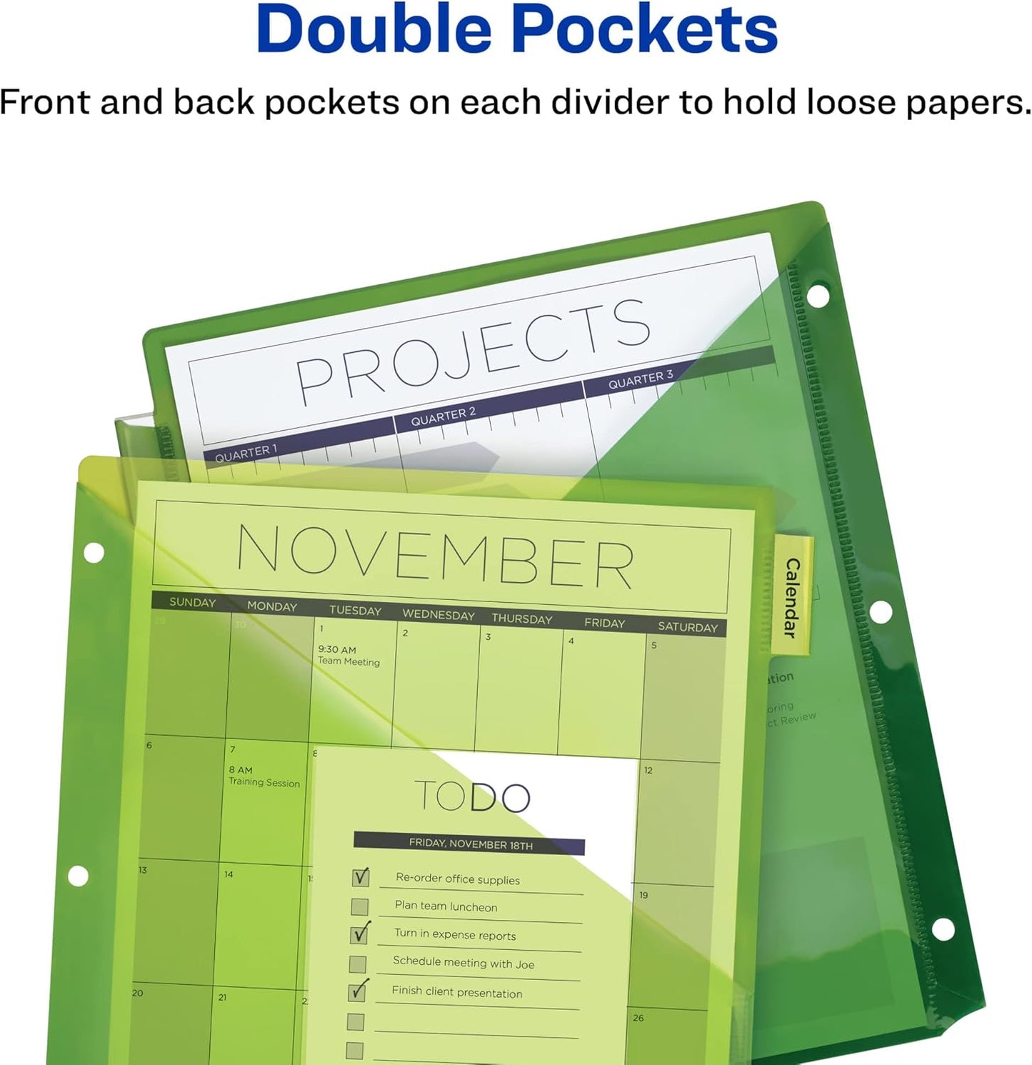 Avery Dividers for 3 Ring Binders, 8-Tab Sets, Two-Pocket Plastic Binder Dividers with Tabs, Multicolor, 3 Sets (71907)