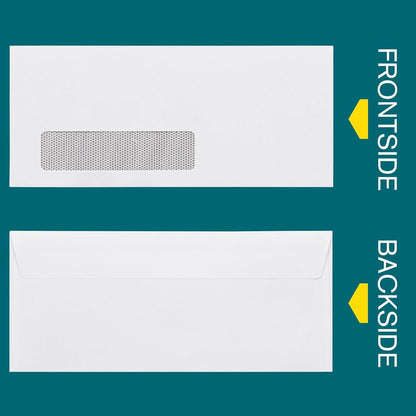 #10 Window Envelopes Self Seal - 100/pack Peel & Seal Closure, Security Tinted Envelopes for Quickbooks Invoices & Business Statements - Letter Size 4-1/8 x 9-1/2 inch 24lb Paper