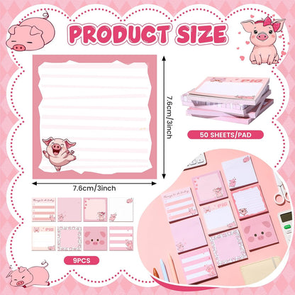 9 Pads Wildflower Sticky Notes 3x3 Inch Cute Self Stick Notepads Notes Adhesive Memo Pad Office Decor Gifts for Students School Teacher Meeting Office Supplies