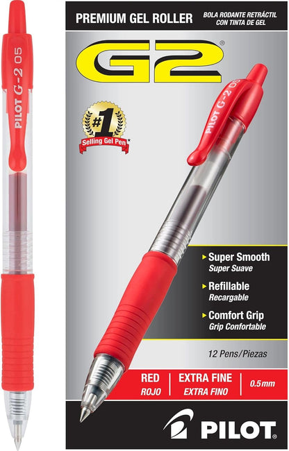 PILOT G2 Premium Refillable and Retractable Rolling Ball Gel Pens, Extra Fine Point, Black Ink, 12-Pack (31002)