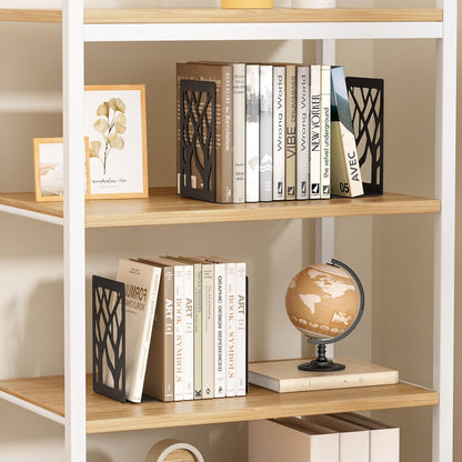 MaxGear Book Ends Tree Design Modern Bookends for Shelves, Non-Skid Book Holder, Heavy Duty Metal Book Storage for Books/CDs, Decorative Book Stopper for Home, 7 x 4.7 x 3.5”, Black,2 Pair/4 Pieces