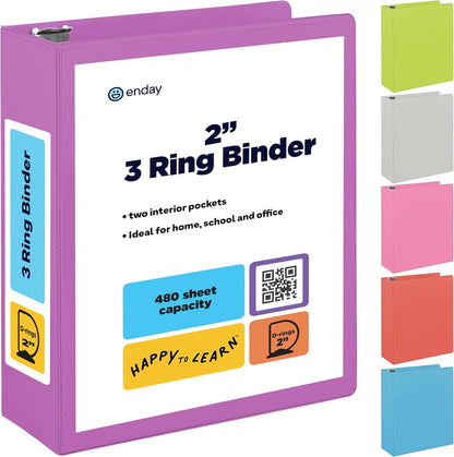 3 Inch Binder 3 Ring Binders Green, Slant D-Ring 3” Clear View Cover with 2 Inside Pockets, Heavy Duty Colored School Supplies Office and Home Binders – By Enday