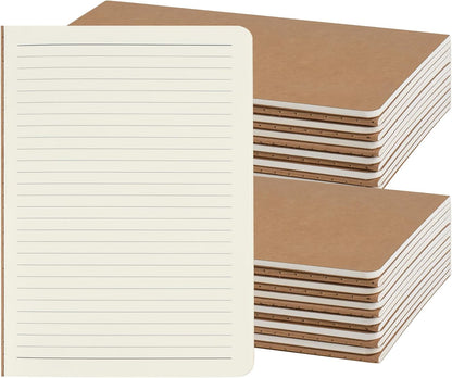 ZCZN 100 Pack A5 Kraft Notebooks Bulk, 8.15x5.5 Inches Lined Paper Journaling Notebooks, Notebooks for Work, Composition Notebooks for School, Journal Notebooks for Office, 60 Pages