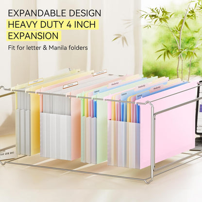 ThinkTex Extra Capacity Plastic Hanging File Folders, 4.72 Inch 8 Pack Reinforced Expanding Hang Folders Letter Size，Accordion Pocket with Movable Dividers,Heavy Duty for Filing Cabinet, Home Office