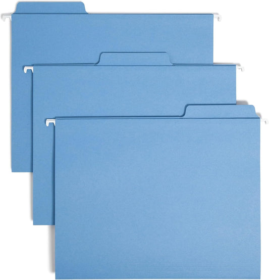 Smead FasTab Hanging File Folder, 1/3-Cut Built-in Tab, Letter Size, Red, 20 Count (64096)