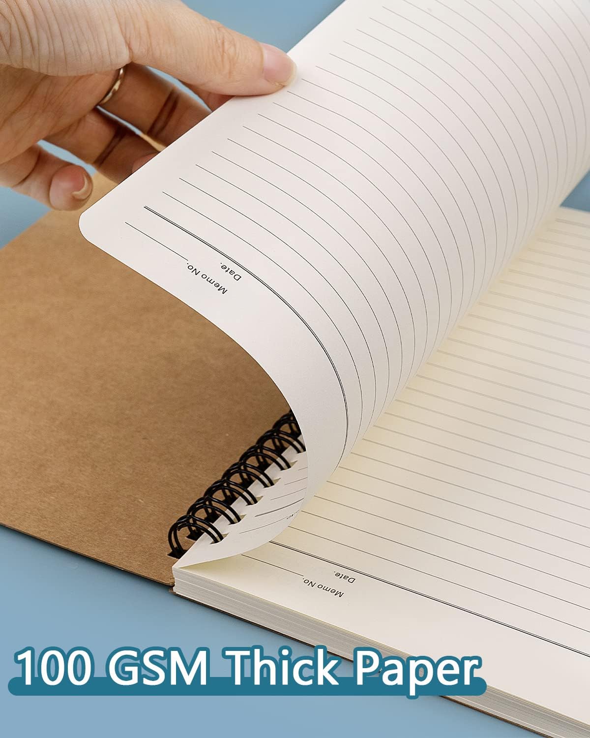 Dynta Spiral Notebooks A5 Lined 5Pcs College Ruled Journals Bulk Thick Paper for Work, Study, Notes Taking, Gifts 120 Pages/60 Sheets Kraft Brown