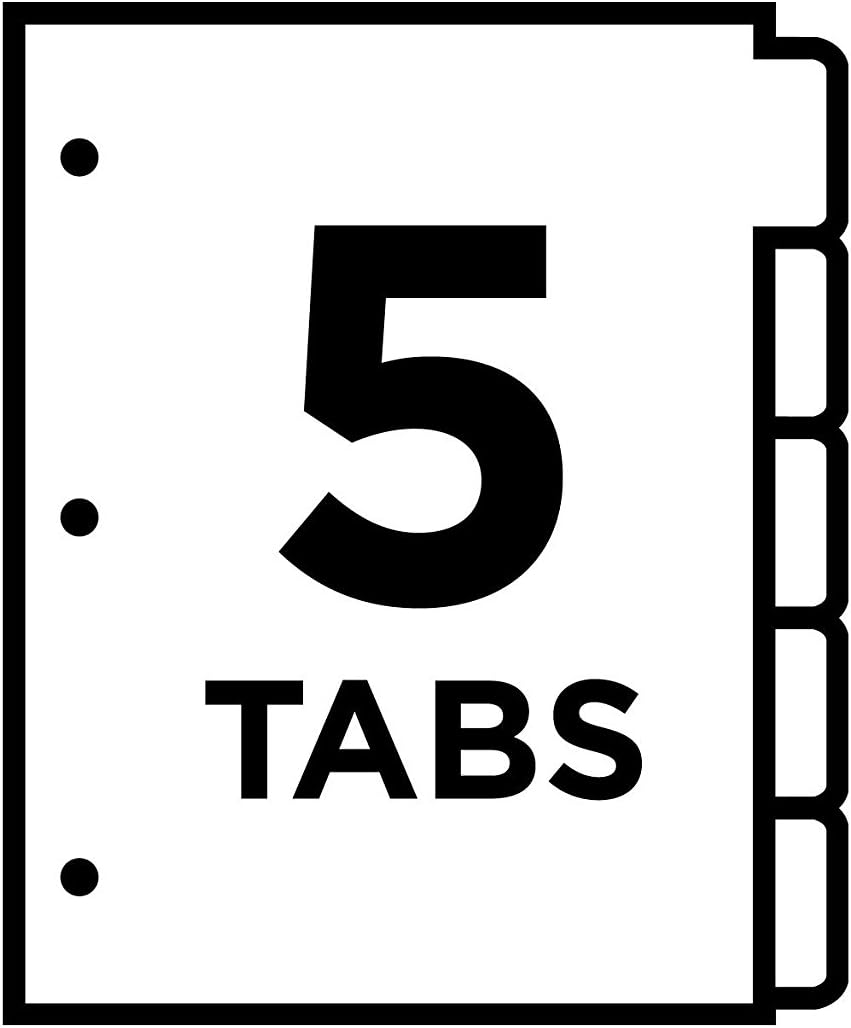 Avery Big Tab Write & Erase Dividers, 5 Multicolor Tabs, 1 Set (23180)
