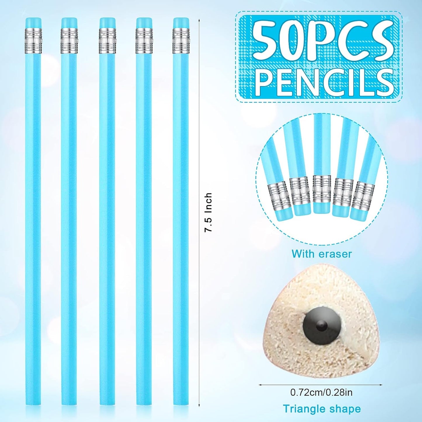 Tinlade 50 Pcs Triangular Grip Pencils Wood Wedding Pencils HB Graphite Pencil Pack Eraser for Baby Shower Drawing Sketching Bridal Shower Office Supplies(Pink)