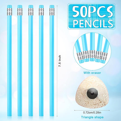 Tinlade 50 Pcs Triangular Grip Pencils Wood Wedding Pencils HB Graphite Pencil Pack Eraser for Baby Shower Drawing Sketching Bridal Shower Office Supplies(Pink)
